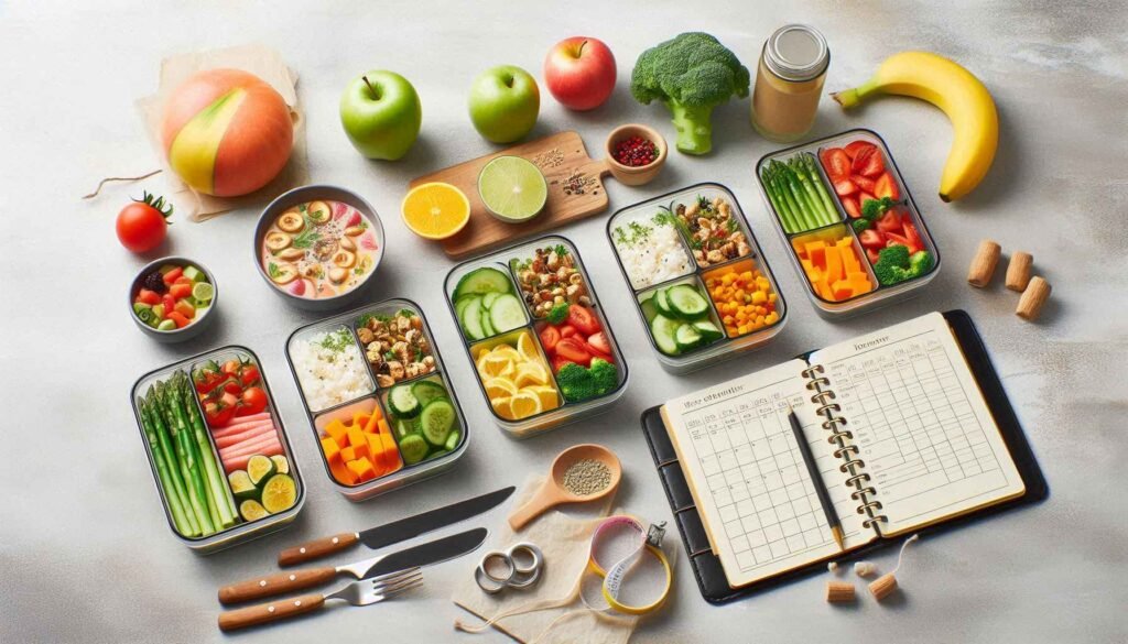 Healthy meal prep containers with vegetables, grilled chicken, and quinoa for a week of easy, balanced meals."