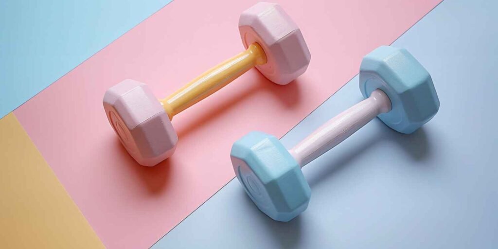 "A woman performing strength training exercises with dumbbells, focusing on building muscle and burning fat."