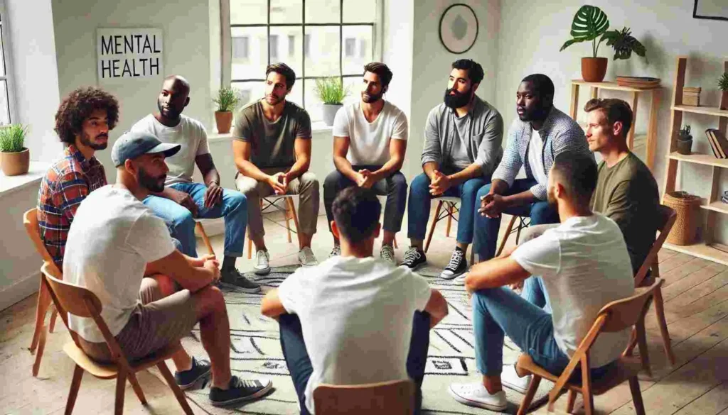 Man sitting thoughtfully, reflecting on mental health in a calm environment